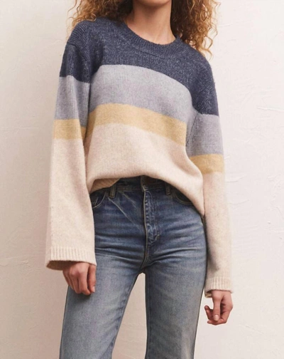 Shop Z Supply Sawyer Stripe Sweater In Blue In Beige