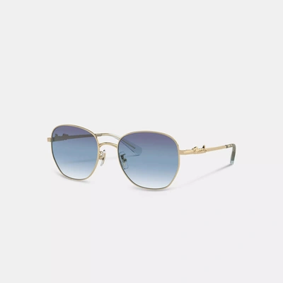 Shop Coach Outlet Coach Script Round Sunglasses In Blue