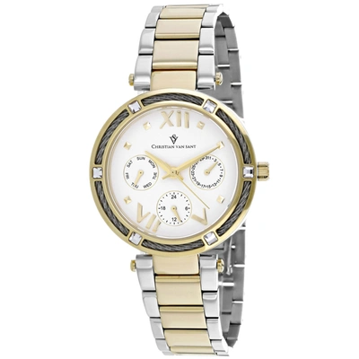 Shop Christian Van Sant Women's Sienna White Dial Watch In Gold