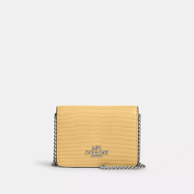 Shop Coach Outlet Mini Wallet On A Chain In Beige