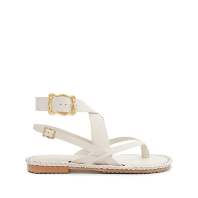 Shop Schutz Keith Flat Leather Sandal In Pearl