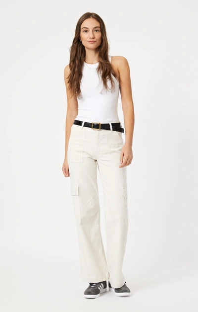 Shop Mavi Alva Straight Cargo Pants In Off White Luxe Twill