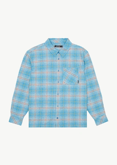 Shop Afends Flannel Shirt In Colour-blue