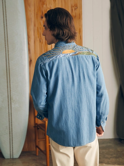 Shop Faherty Sun & Waves Embroidered Shirt In Sunset Sky
