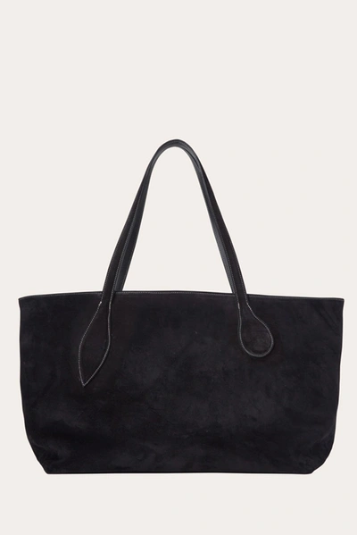 Shop Little Liffner Mega Sprout Tote Black Suede