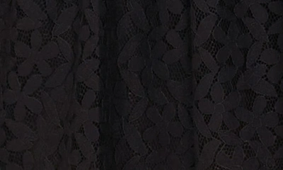 Cece Puff Sleeve Babydoll Lace Minidress In Rich Black