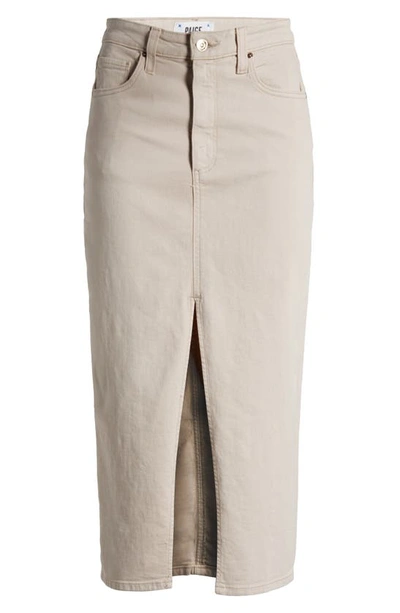 Shop Paige Angela Denim Midi Skirt In Soft Beige