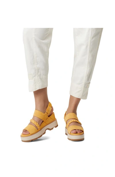 Shop Sorel Joanie Iv Slingback Platform Wedge Sandal In Yellow Ray/ Honey White