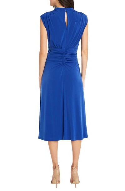 Shop Maggy London Sleeveless Mock Neck Midi Dress In Mazarine Blue