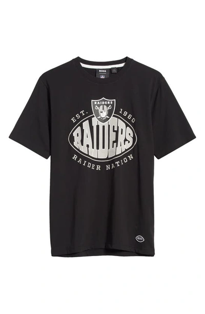 Shop Hugo Boss X Nfl Stretch Cotton Graphic T-shirt In Las Vegas Raiders Black