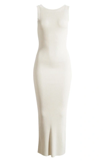 Shop Good American Shine Scoop Back Ribbed Tank Dress In Cloud White001