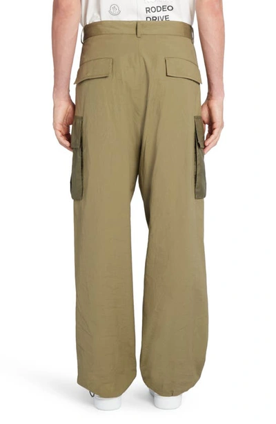 Shop Moncler Stretch Poplin Cargo Pants In Olive