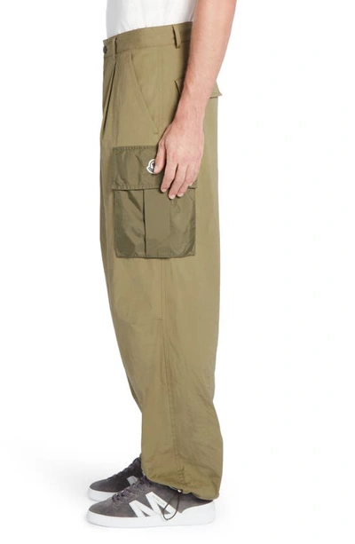 Shop Moncler Stretch Poplin Cargo Pants In Olive