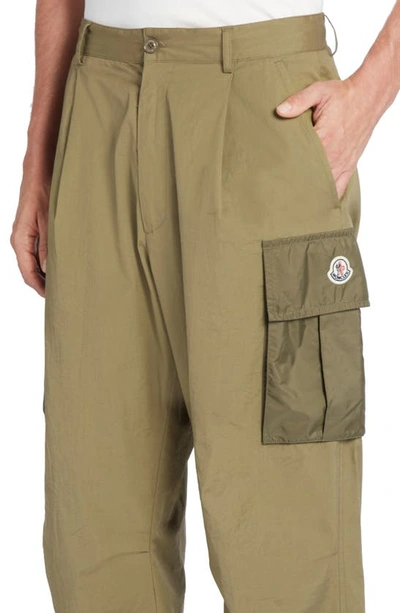 Shop Moncler Stretch Poplin Cargo Pants In Olive