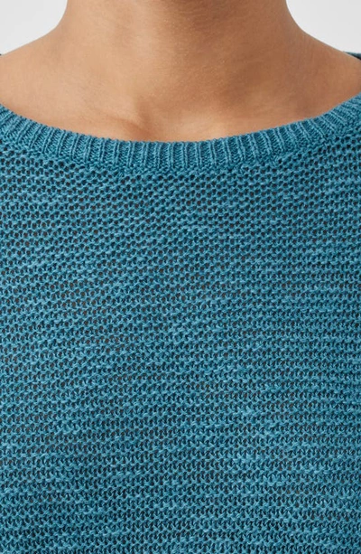 Shop Eileen Fisher Textured Crewneck Organic Linen & Cotton Sweater In River