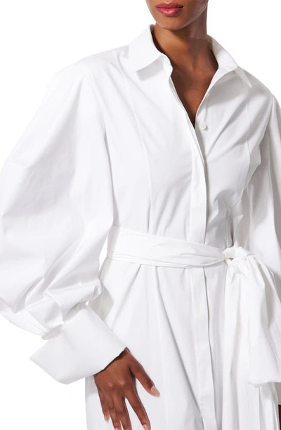 Shop Carolina Herrera Belted Long Sleeve Midi Shirtdress In White