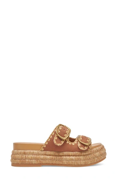 Shop Dolce Vita Wanika Jute Platform Slide Sandal In Brown Nubuck
