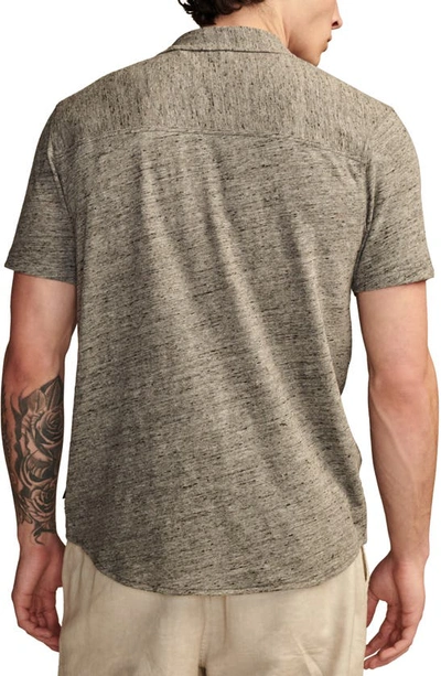 Shop Lucky Brand Short Sleeve Slub Jersey Button-up Shirt In Heather Grey