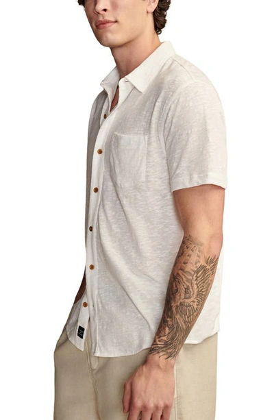 Shop Lucky Brand Short Sleeve Slub Jersey Button-up Shirt In Bright White