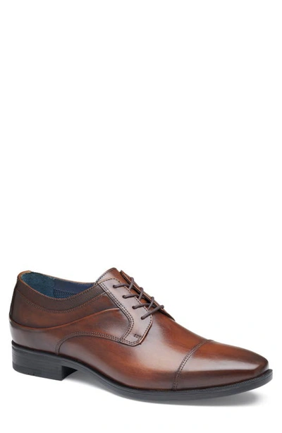 Johnston & Murphy Gibbons Mens Leather Pointed Toe Oxfords In Mahogany Full Grain