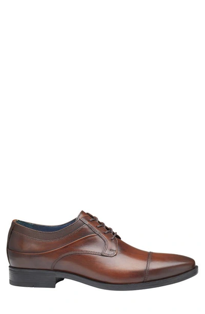 Johnston & Murphy Gibbons Mens Leather Pointed Toe Oxfords In Mahogany Full Grain