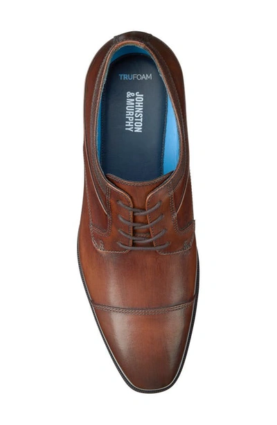 Shop Johnston & Murphy Gibbons Cap Toe Derby In Mahogany Full Grain