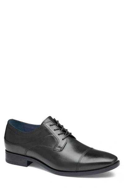 Shop Johnston & Murphy Gibbons Cap Toe Derby In Black Full Grain