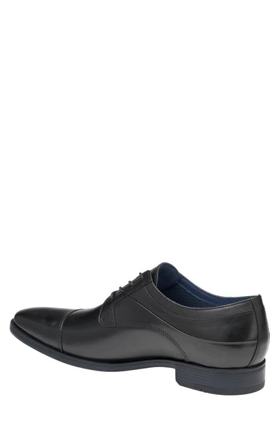 Johnston & Murphy Gibbons Cap Toe Derby In Black Full Grain