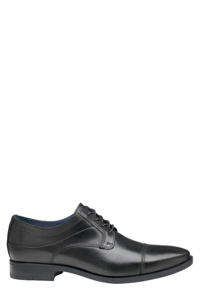 Johnston & Murphy Gibbons Cap Toe Derby In Black Full Grain