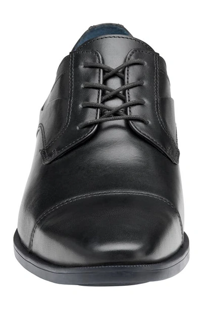 Johnston & Murphy Gibbons Cap Toe Derby In Black Full Grain