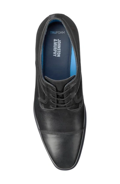 Johnston & Murphy Gibbons Cap Toe Derby In Black Full Grain