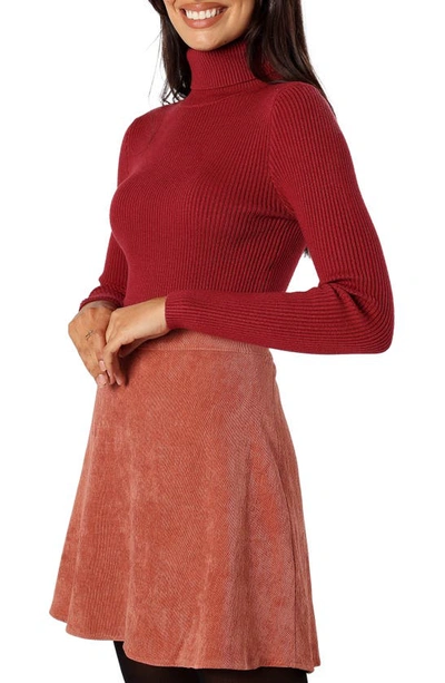 Shop Petal And Pup Cecil Turtleneck Rib Sweater In Burgundy