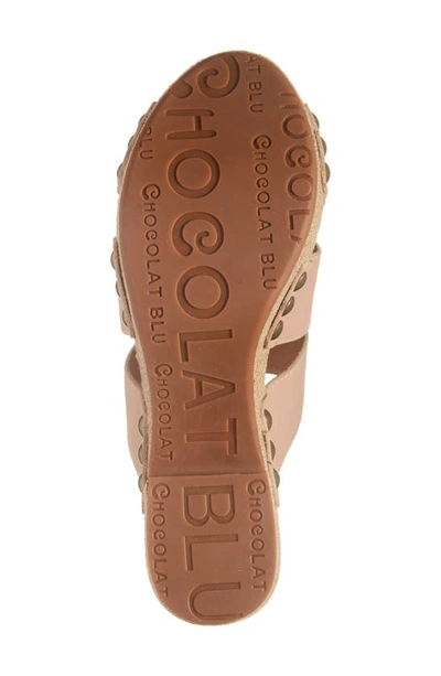 Shop Chocolat Blu Griffin Platform Slide Sandal In Tan Leather