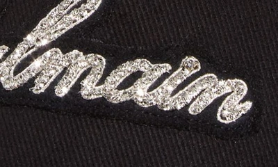 Shop Balmain Logo Appliqué Cotton Twill Baseball Cap In Black/ Crystal