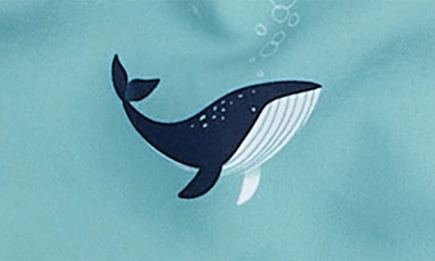 Shop Petit Lem Kids' Whale Swim Trunks In Tur Turquoise