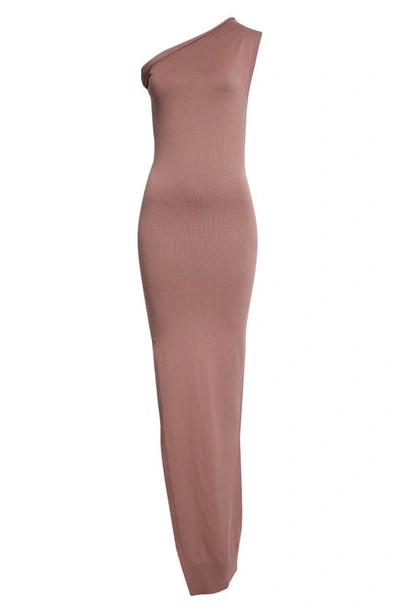 Shop Rick Owens Athena One-shoulder Sweater Dress In Dusty Pink