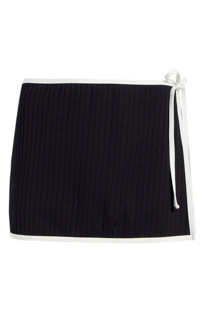 Shop Solid & Striped Rib Cover-up Miniskirt In Blackout