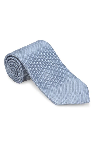 Shop Tom Ford Two-tone Basket Weave Silk Tie In Smoke Blue