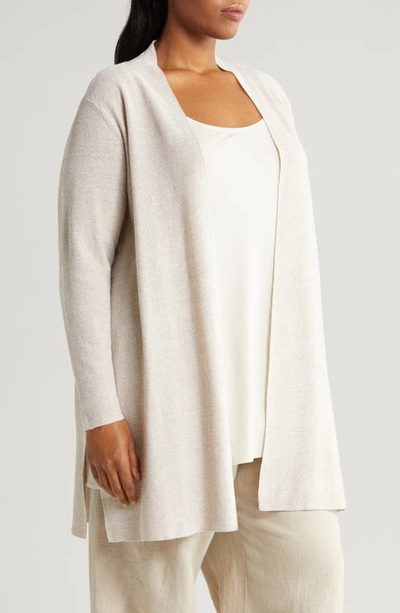 Shop Eileen Fisher Longline Organic Linen & Organic Cotton Cardigan In Natural White