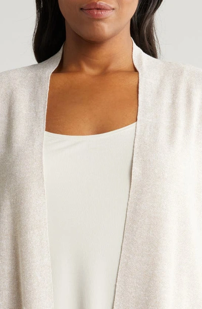 Shop Eileen Fisher Longline Organic Linen & Organic Cotton Cardigan In Natural White