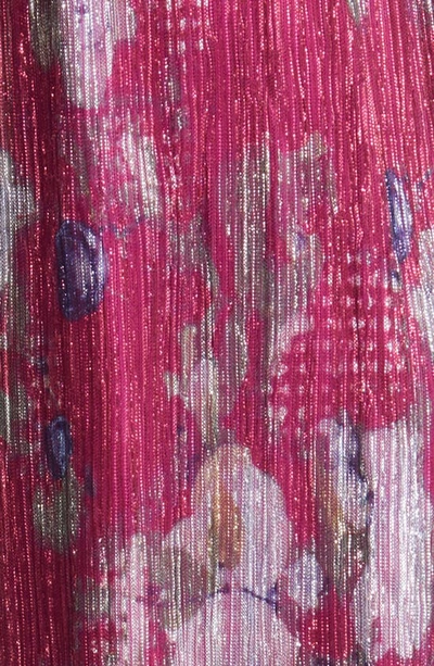 Dress The Population Kirsi Metallic Floral Long Sleeve Minidress In Fuchsia Multi