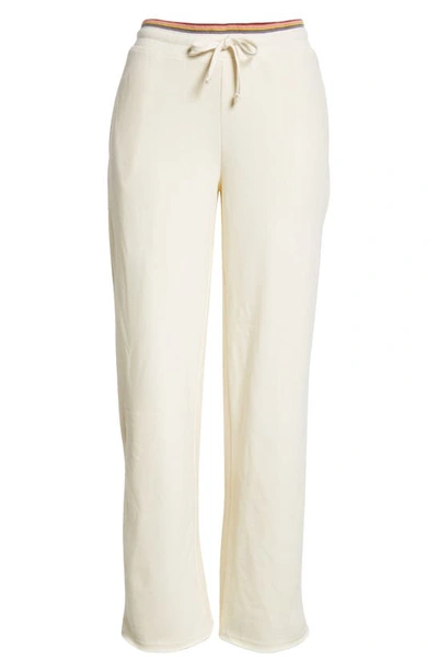 Shop Marine Layer Anytime Wide Leg Cotton Blend Sweatpants In Antique White