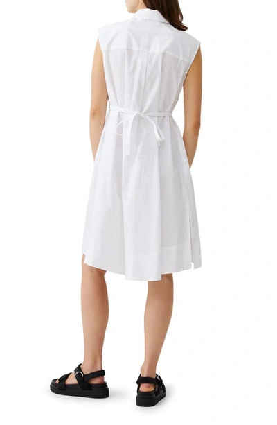 Shop French Connection Rhodes Sleeveless Cotton Poplin Shirtdress In Linen White