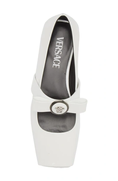 Shop Versace Gianni Ribbon Ballet Flat In White