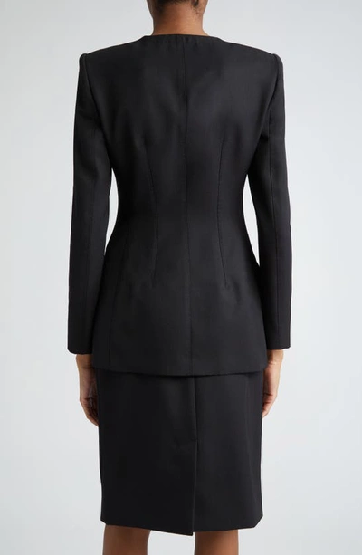 Shop Dolce & Gabbana Collarless Crepe Jacket In Nero