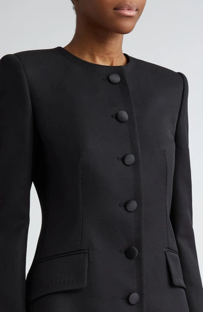 Shop Dolce & Gabbana Collarless Crepe Jacket In Nero