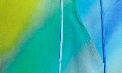 Apny Print Tassel Surplice Chiffon Top In Green Multi