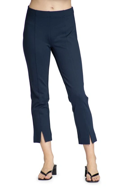 Shop Apny Split Hem Pull-on Crop Slim Pants In Navy