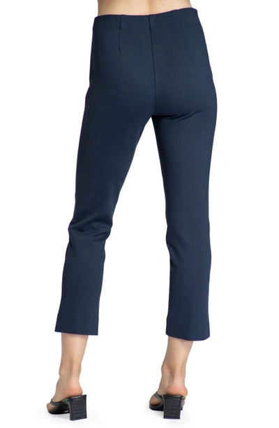 Apny Split Hem Pull-on Crop Slim Pants In Navy