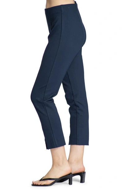 Apny Split Hem Pull-on Crop Slim Pants In Navy